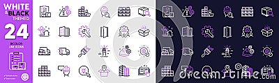 Inventory checklist, Warning and Open box line icons for website, printing. For design. Vector Vector Illustration