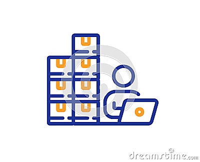 Inventory line icon. Warehouse manager sign. Vector Vector Illustration