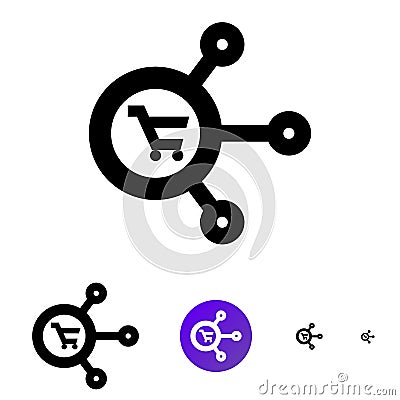 Inventory management icon. Vector icon with the image cart and social network symbol Vector Illustration