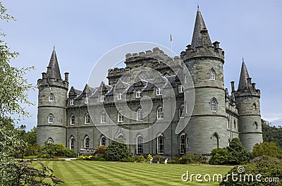 Inveraray Castle is an estate house near Inveraray in the county of Argyll, in western Scotland, on the shore of Loch Fyne, It has Stock Photo