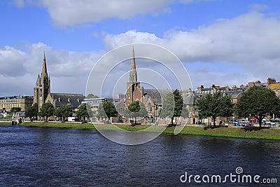 Inverness with the river Ness, panorama, town view Editorial Stock Photo