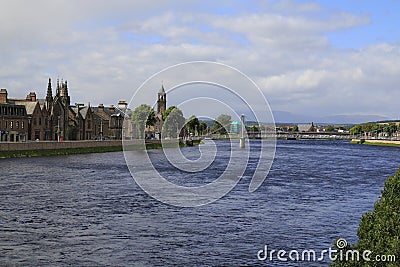 Inverness with the river Ness, panorama, town view Editorial Stock Photo