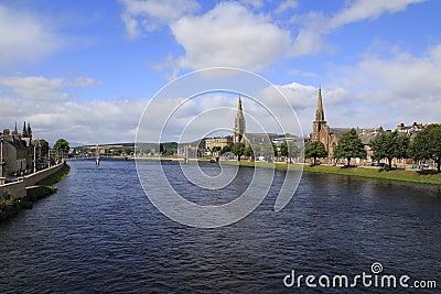 Inverness with the river Ness, panorama, town view Stock Photo