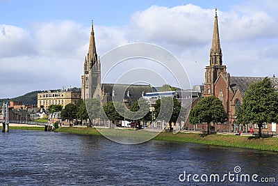 Inverness with the river Ness, panorama, town view Editorial Stock Photo