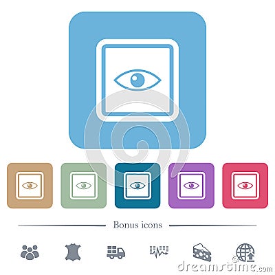 Invert object flat icons on color rounded square backgrounds Stock Photo