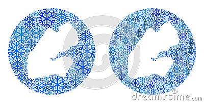 Inverted Circle Djibouti Map - Snowflake Mosaic with Empty Space Vector Illustration