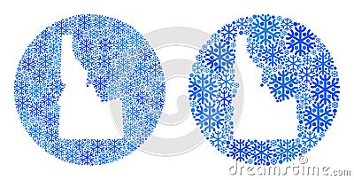 Inverted Circle Idaho State Map - Snowflake Mosaic with Empty Space Vector Illustration