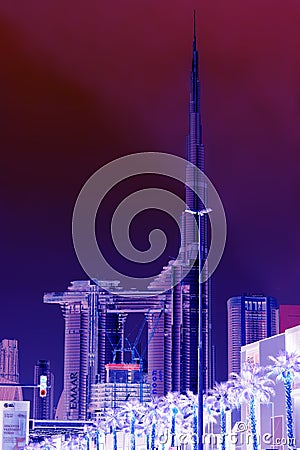 Inverted colors of skyscrapers, Dubai Editorial Stock Photo