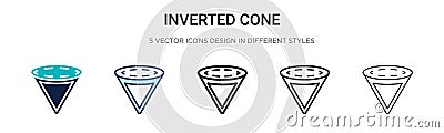 Inverted cone icon in filled, thin line, outline and stroke style. Vector illustration of two colored and black inverted cone Vector Illustration