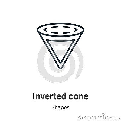 Inverted cone outline vector icon. Thin line black inverted cone icon, flat vector simple element illustration from editable Vector Illustration