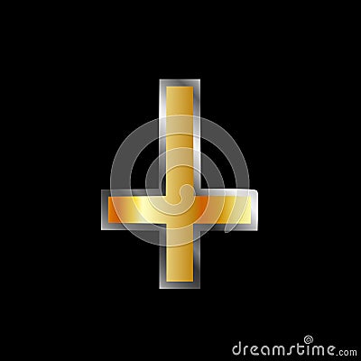 An inverted cross- The Cross of Saint Peter used as an anti-Christian and Satanist symbol Vector Illustration