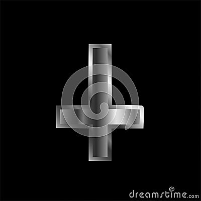 An inverted cross- The Cross of Saint Peter used as an anti-Christian and Satanist symbol Vector Illustration