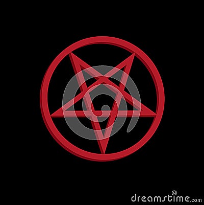 The inverted pentagram circumscribed by a circle also known as a pentacle is often used to represent Satanism. The upside-down Vector Illustration