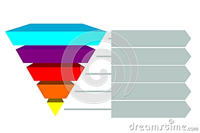 Inverted pyramid shape made of five layers for presenting business ideas or disparity Vector Illustration