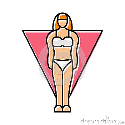 inverted triangle female body type color icon vector illustration Vector Illustration