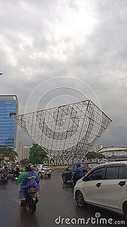 inverted triangle monument in summarecon city Bekasi West Java Editorial Stock Photo