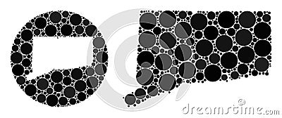 Inverted and Usual Mosaic Connecticut State Map of Round Dots Vector Illustration