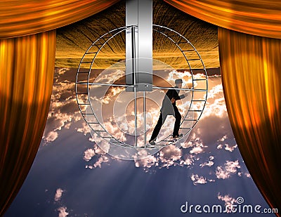 Inverted world and man Stock Photo