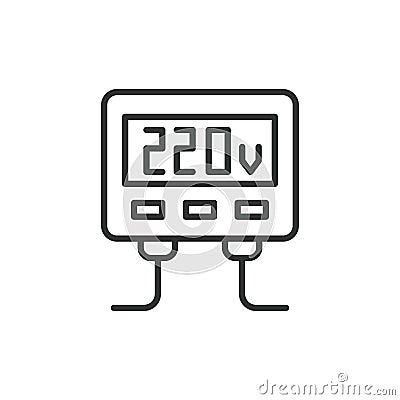 Inverter 12 - 220 V icon in line design. Inverter, 12V, 220V, Power, DC, AC, Voltage, Converter isolated on white Vector Illustration