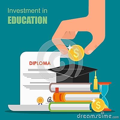 Invest in education concept. Vector illustration Vector Illustration