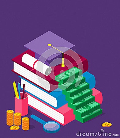 Invest in education isometric concept in flat style Stock Photo