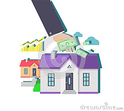 Invest in Real Estate Icon Flat Design Vector Illustration