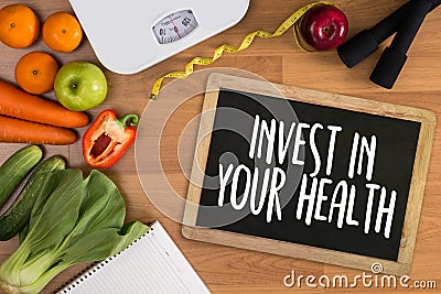 Invest in your health , Healthy lifestyle concept with diet and Stock Photo