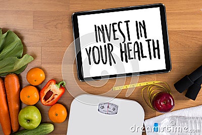 Invest in your health , Healthy lifestyle concept with diet and Stock Photo