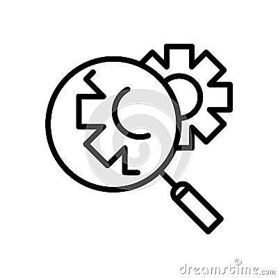 Investigate icon vector isolated on white background, Investigate sign , line or linear sign, element design in outline style Vector Illustration