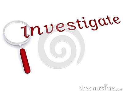 Investigate with magnifying glass Stock Photo