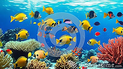 Investigating the Colorful World of Coral Reef Fish. Stock Photo