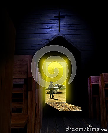 Investigating in old west town Stock Photo