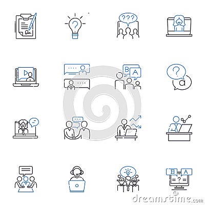 Investigating and remarks line icons collection. research, exploration, analysis, evaluation, scrutiny, observation Vector Illustration