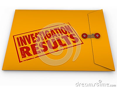 Investigation Results Yellow Envelope Research Findings Report Stock Photo