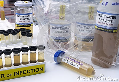 Investigation of sars-cov-2 virus in humans in a wastewater laboratory Stock Photo