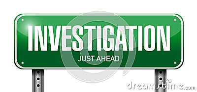 investigation street sign concept illustration Cartoon Illustration