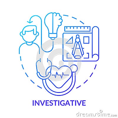 Investigative occupation blue gradient concept icon Vector Illustration