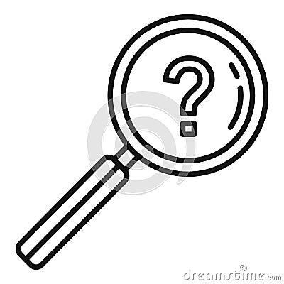 Investigator question magnifier icon, outline style Vector Illustration