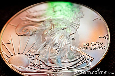 Investing in silver coins Stock Photo