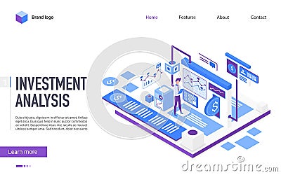 Investment analysis landing page vector template Vector Illustration