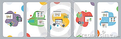 Investment, chart, monitoring, finance, money and growth icons Vector Illustration