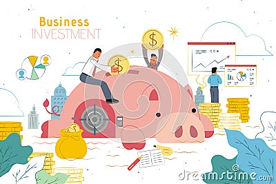 Investment design with piggy bank Vector Illustration