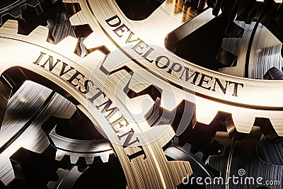 Investment and development gears mechanism concept 3d Stock Photo