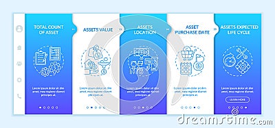 Investment inventory elements onboarding vector template Stock Photo