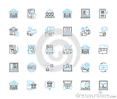 Investment leadership linear icons set. Visionary, Innovative, Strategic, Proactive, Result-oriented, Resilient Vector Illustration