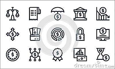 investment line icons. linear set. quality vector line set such as hourglass, certificate, time, stocks, diversify, choices, Vector Illustration