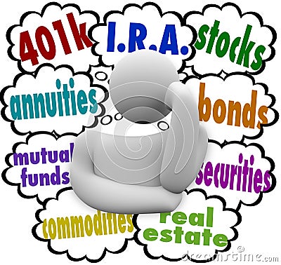 Investment Options Thinker Financial Planning Retirement Choices Stock Photo