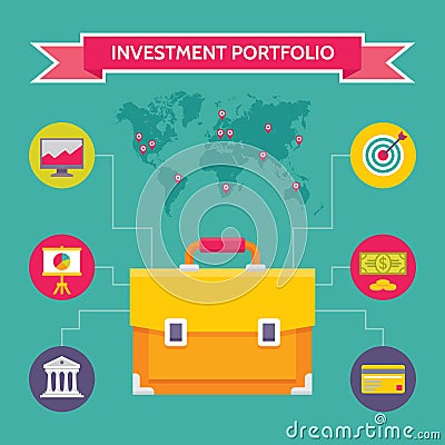 Investment Portfolio - Business Concept Illustration in Flat Design Style Vector Illustration