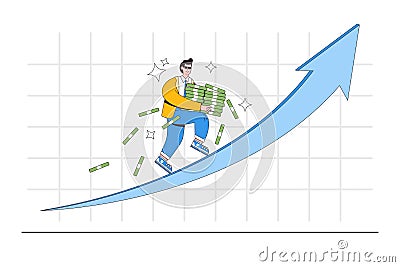 Investment profit growing, stock market growth, earn more income, increase wealth or financial, raise revenue, inflation concepts Vector Illustration