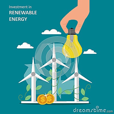 Investment in renewable energy vector flat illustration Vector Illustration